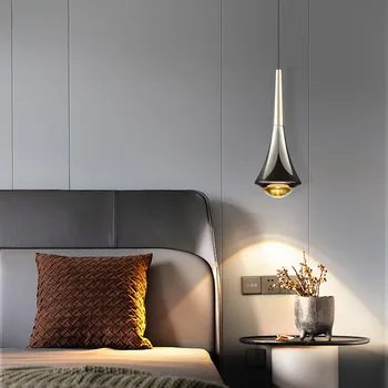 Черная светодиодная люстра с гальваническим покрытием, подвесная лампа с регулируемой высотой для прикроватного столика в номере с проживанием в семье, Настольная подсветка для изменения цвета