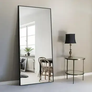черное классическое напольное зеркало размером 1,6 дюйма