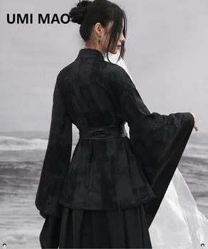 UMI MAO Dark, Новое пальто с перекрестным воротником в китайском стиле, женская осенняя одежда, Свободный улучшенный топ Hanfu Large с длинным рукавом, женский топ