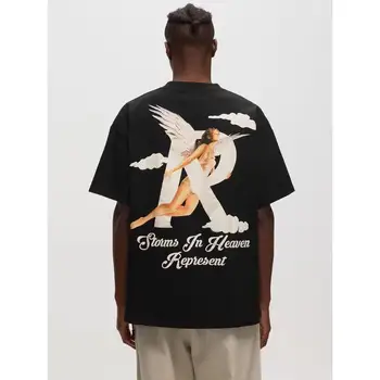 Мужская футболка бренда 2023 с принтом облачного ангела, представляющая хип-хоп Хлопковую повседневную женскую летнюю футболку с коротким рукавом, спортивную мужскую одежду